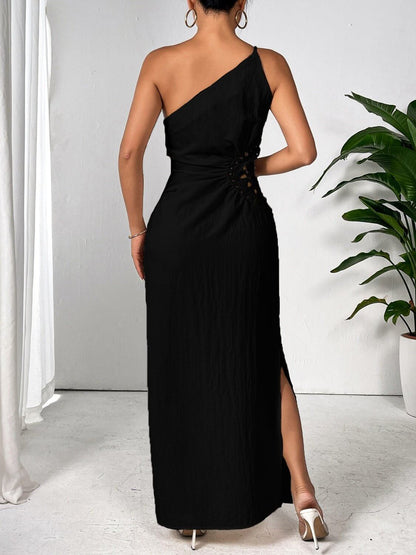 Slit One Shoulder Maxi Dress