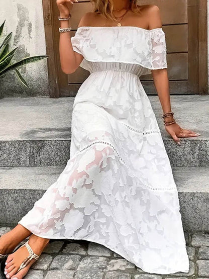 Off-Shoulder White Maxi Dress