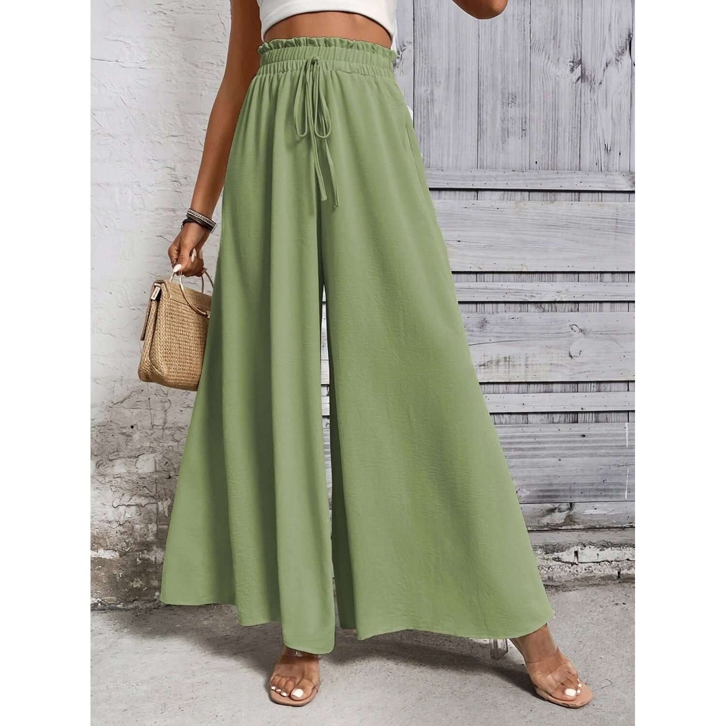 Tied High Waist Wide Leg Pants