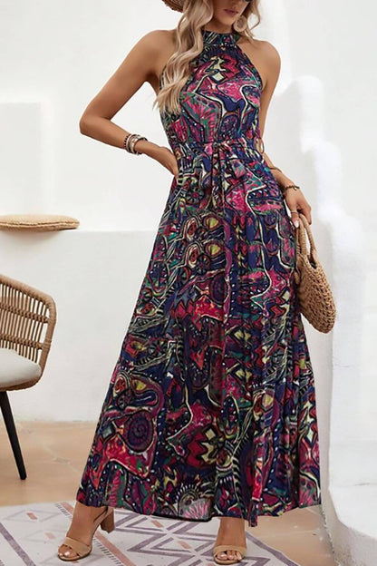 Tied Floral Sleeveless Maxi Dress