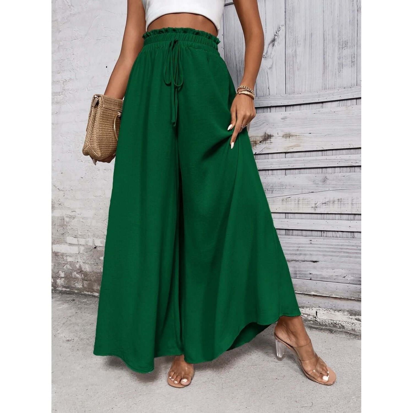 Tied High Waist Wide Leg Pants