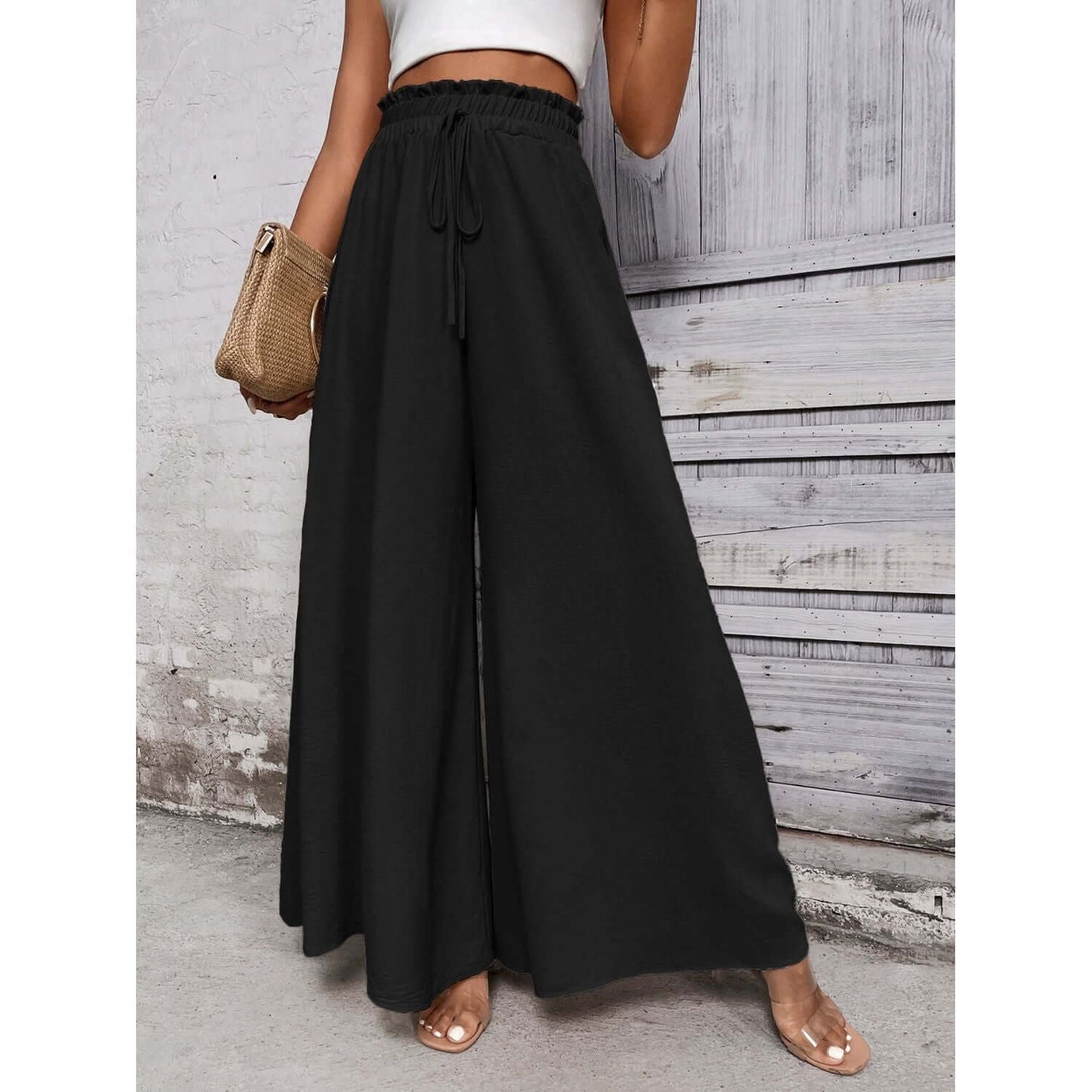 Tied High Waist Wide Leg Pants