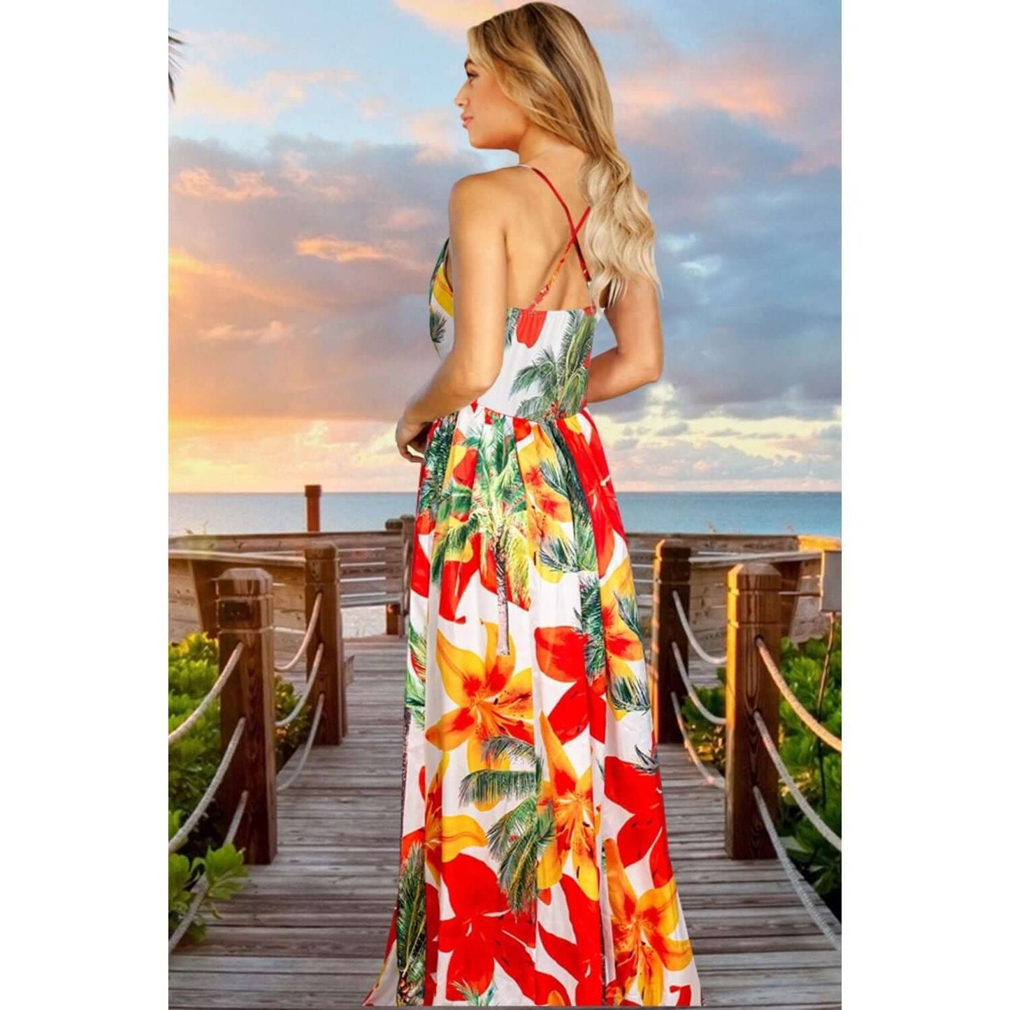 Crisscross Floral Cami Dress