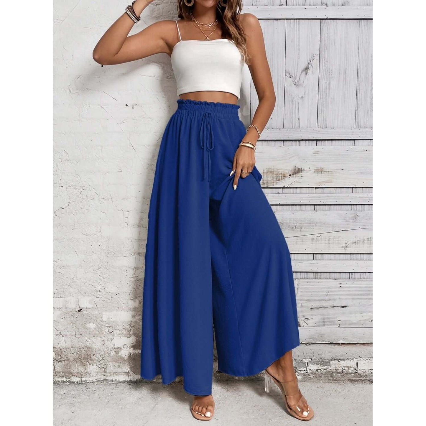 Tied High Waist Wide Leg Pants