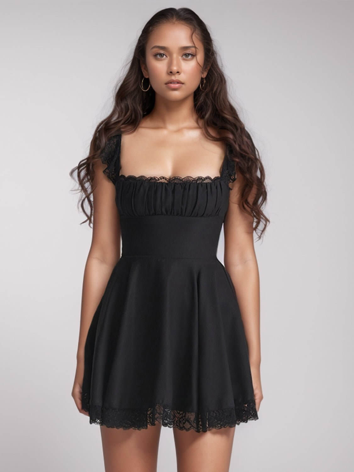 Lace Square Neck Mini Dress