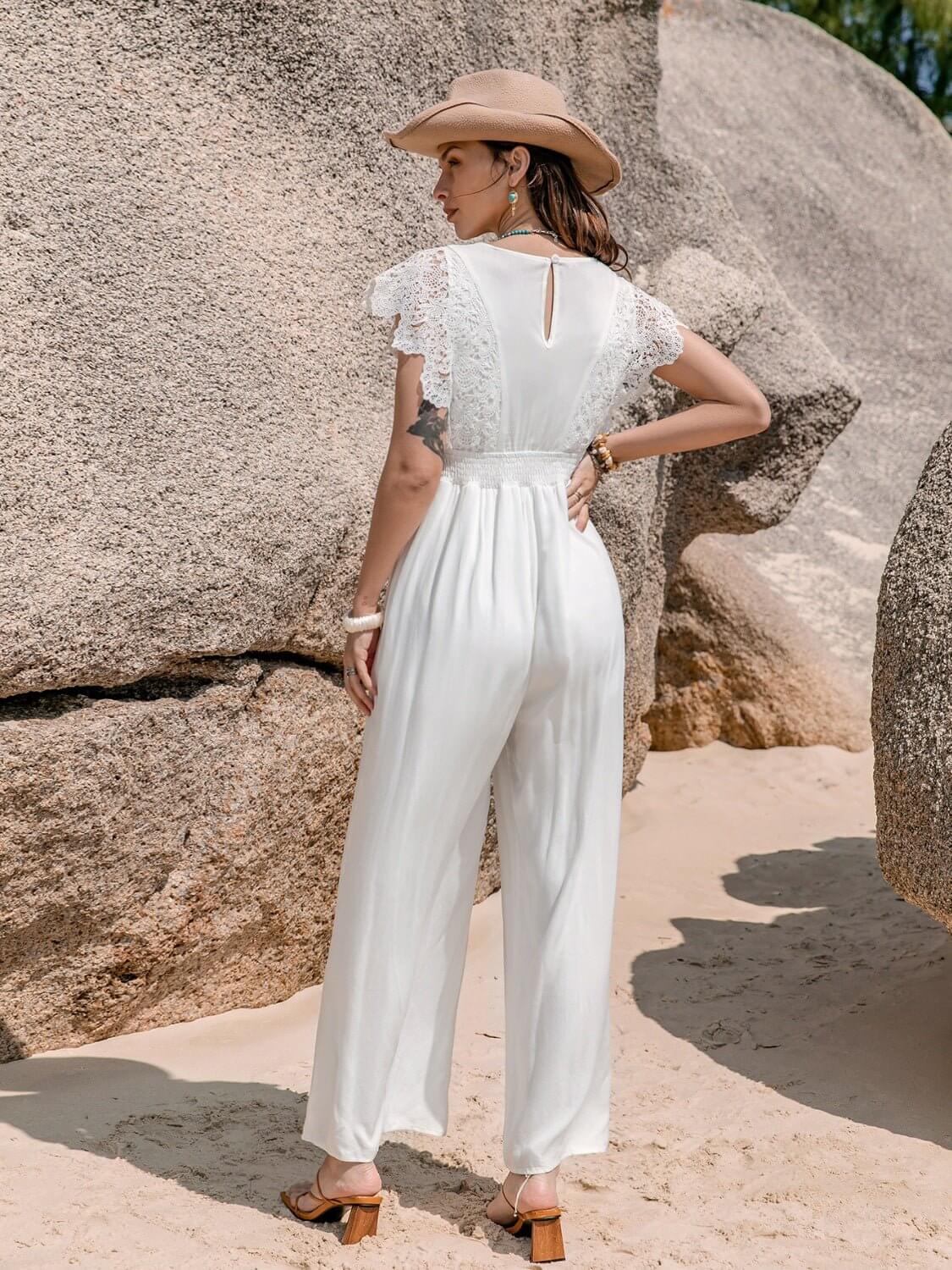 Lace Detail Plunge Jumpsuit