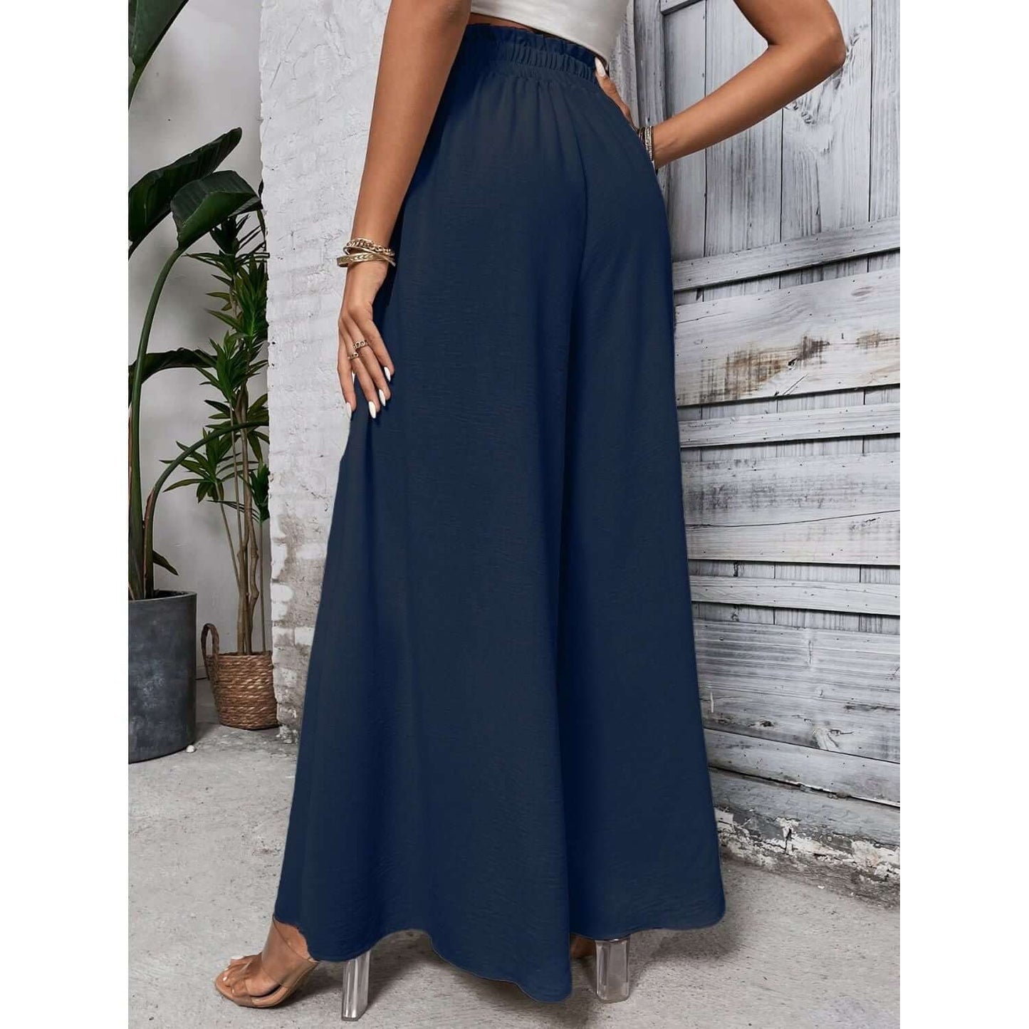 Tied High Waist Wide Leg Pants