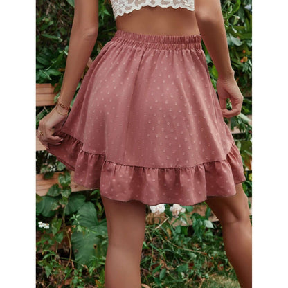 Ruffle Hem Elastic Waist Mini Skirt