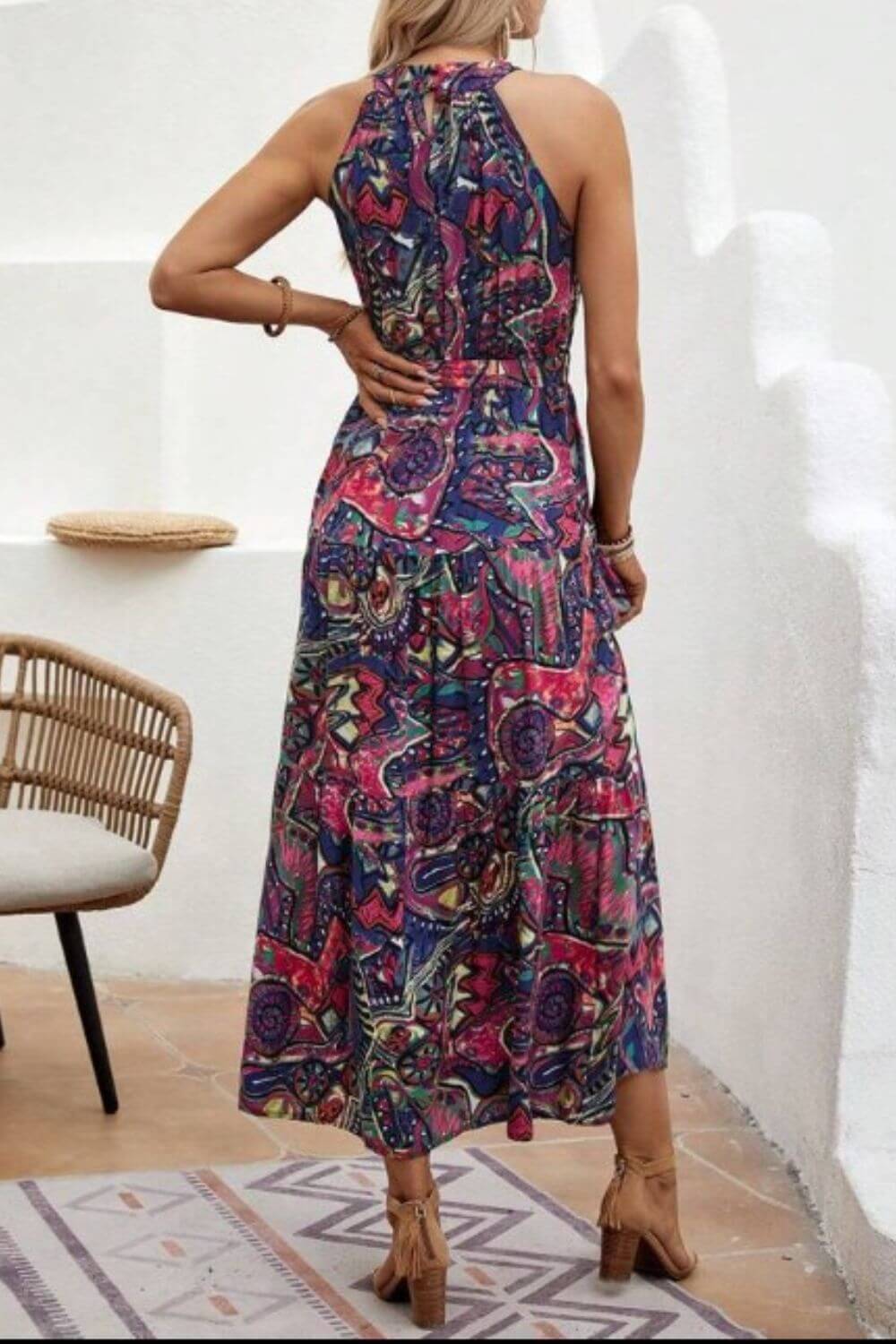 Tied Floral Sleeveless Maxi Dress