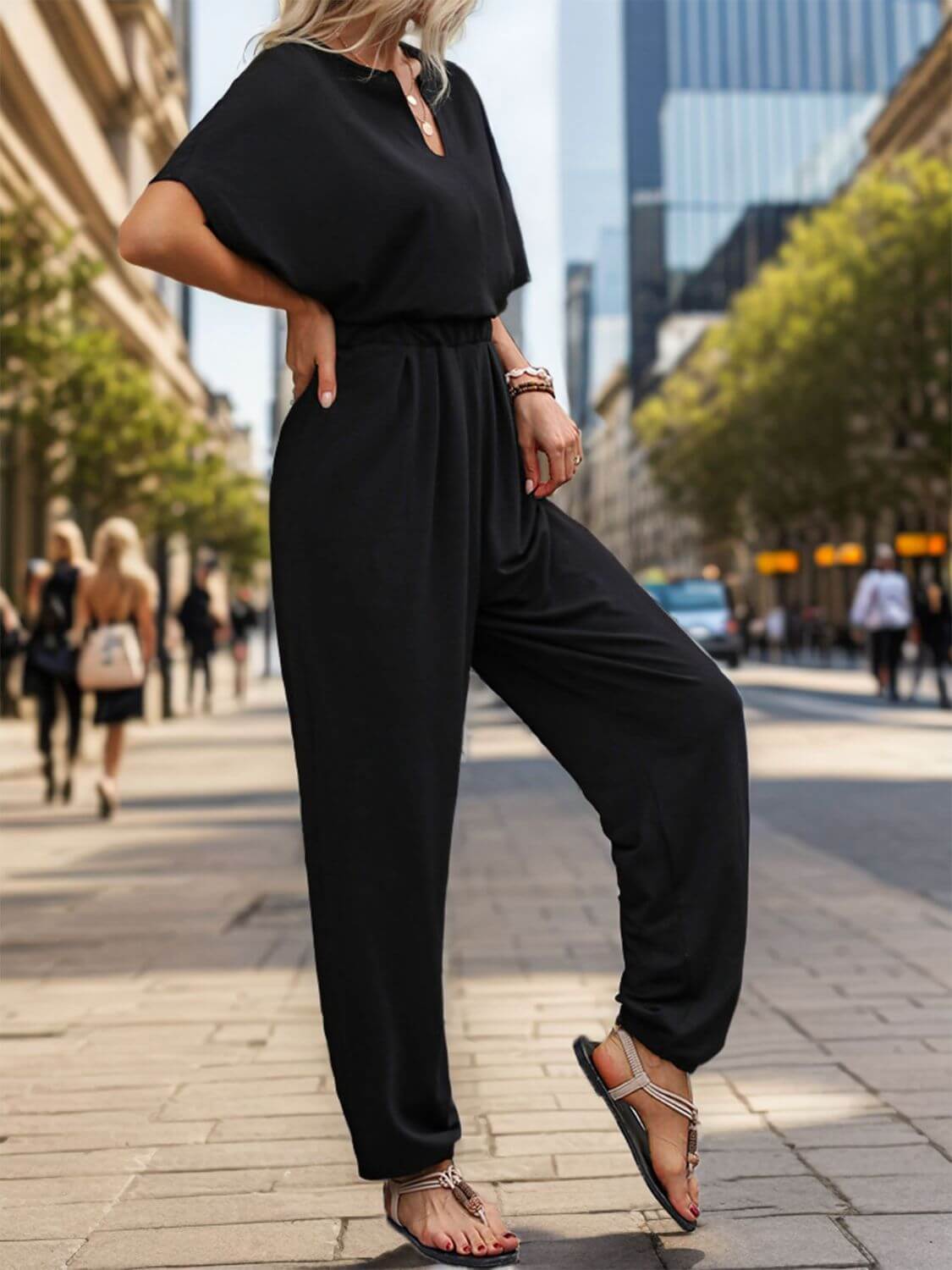 Notched Straight Leg jumpsuit