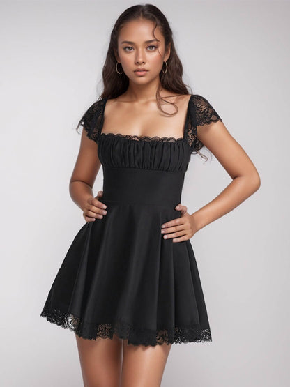 Lace Square Neck Mini Dress