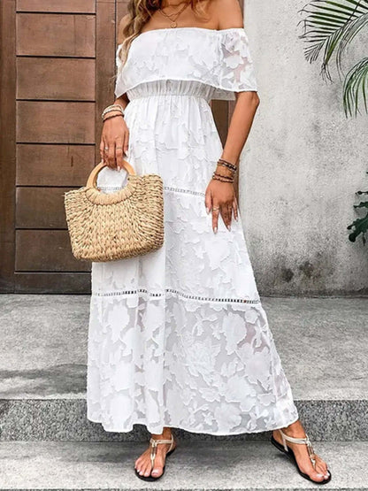 Off-Shoulder White Maxi Dress