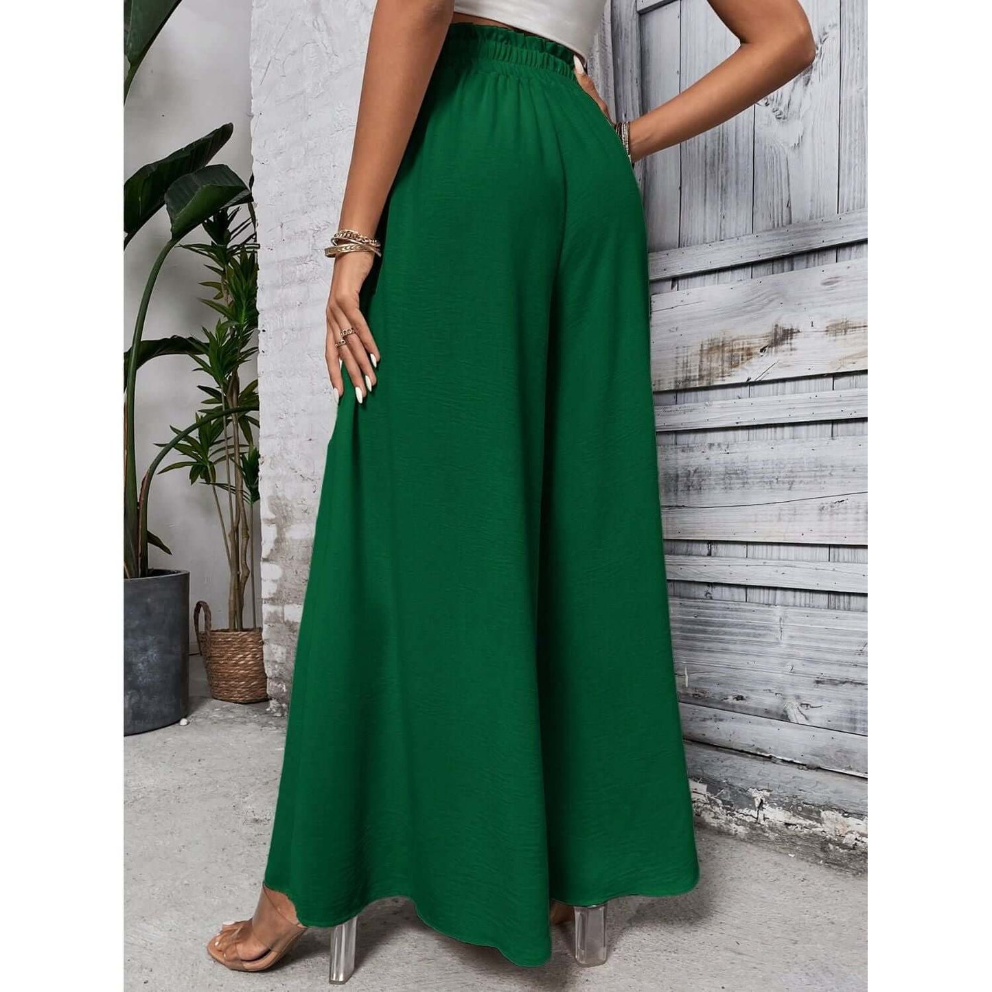 Tied High Waist Wide Leg Pants