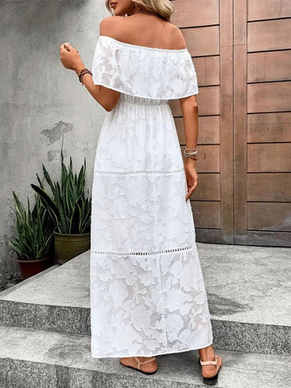 Off-Shoulder White Maxi Dress