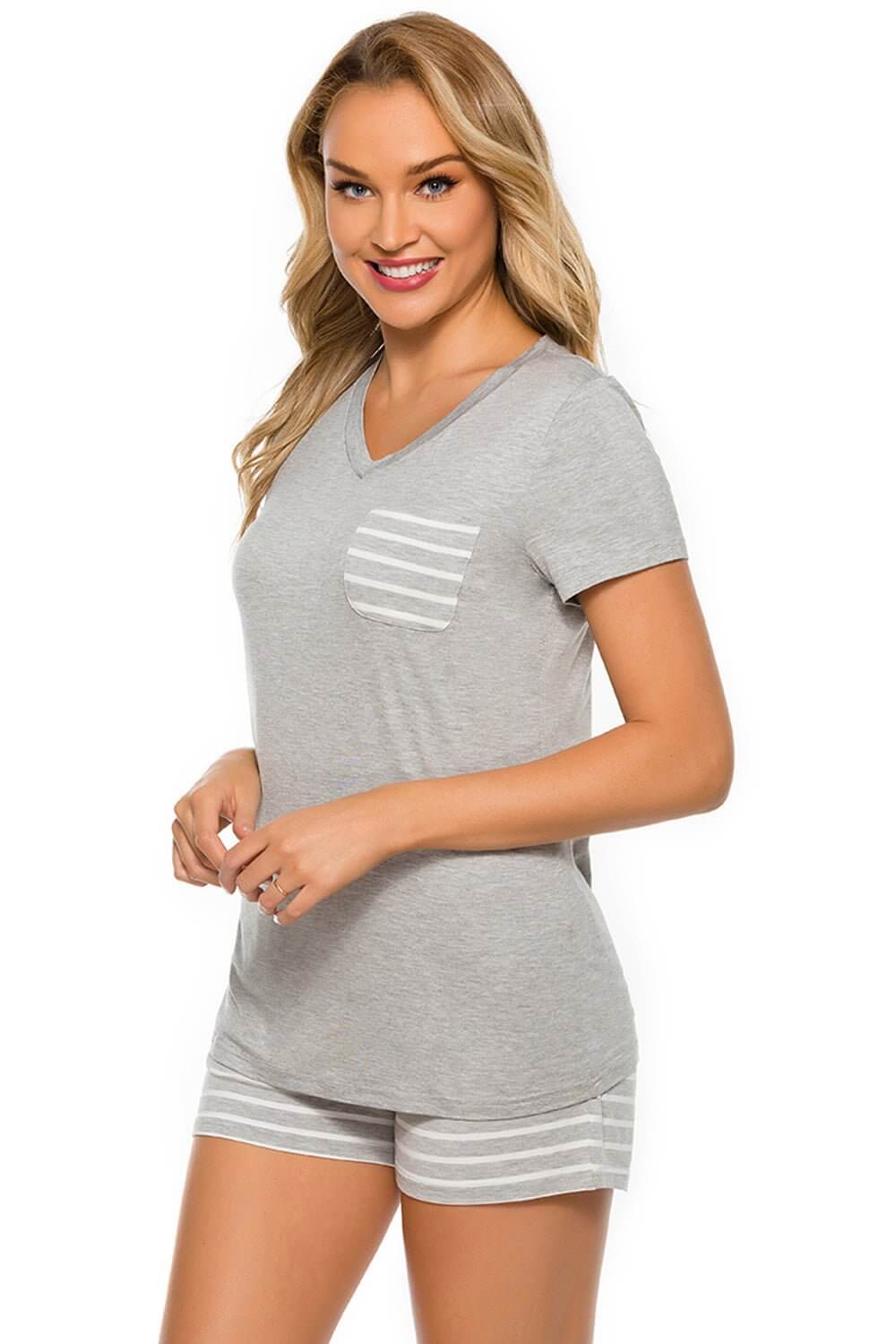 Striped Top and Shorts Lounge Set