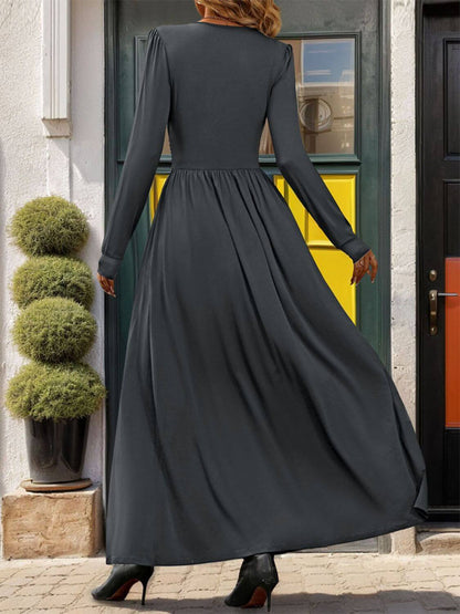 Lace Detail Long Sleeve Maxi Dress
