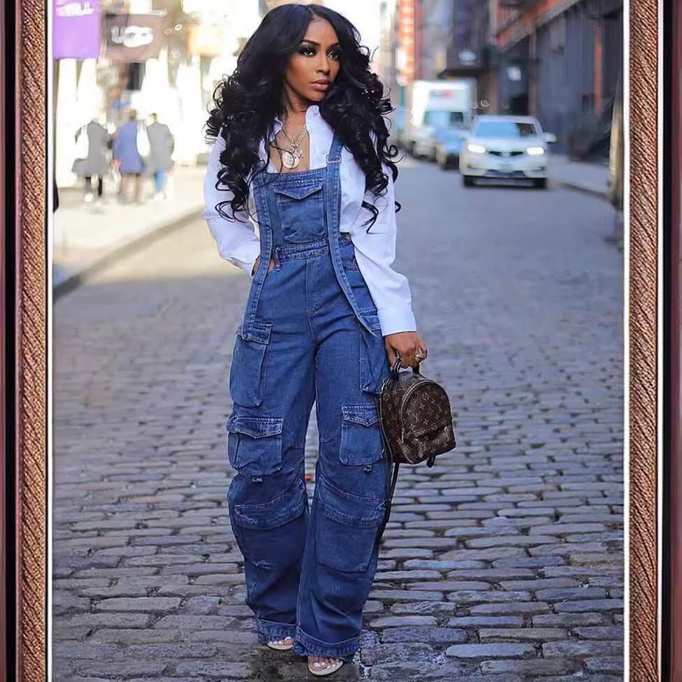 Women's Fashion Loose Denim Jumpsuit