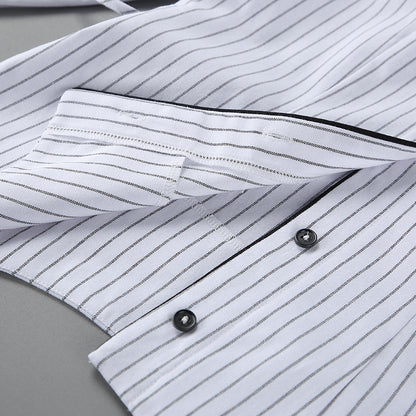 French Pointed Collar Striped Long Sleeved Shirt Women Autumn Office Shoulder Shirt Professional Top