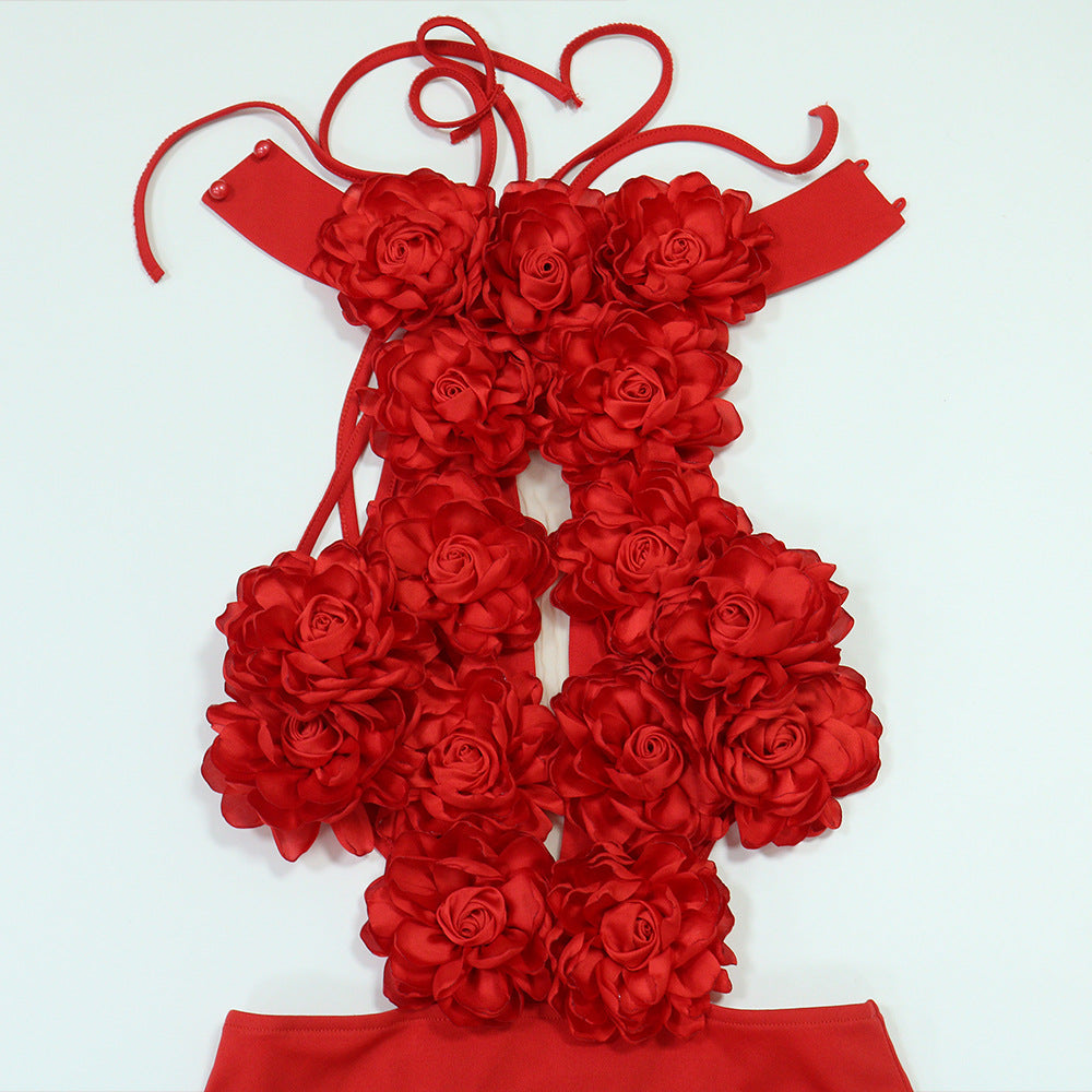 Dress Sexy Halter Large Floral Evening Dress Women