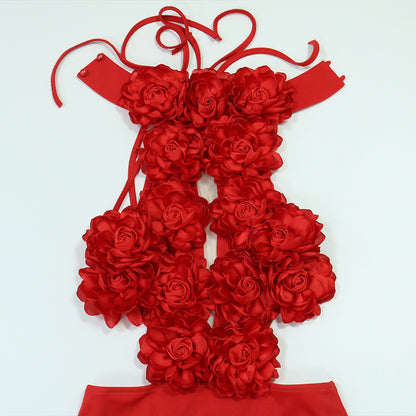 Dress Sexy Halter Large Floral Evening Dress Women