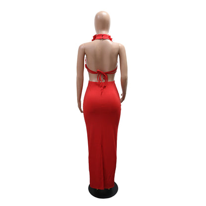 Dress Sexy Halter Large Floral Evening Dress Women