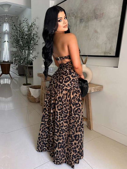 Wild Elegance Leopard Cutout Maxi Dress