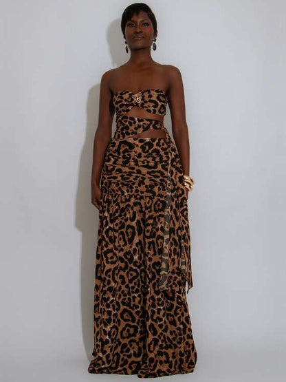 Wild Elegance Leopard Cutout Maxi Dress