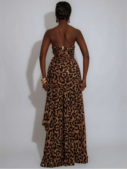 Wild Elegance Leopard Cutout Maxi Dress