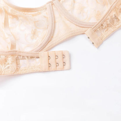 Lace Mesh Underwire Embroidery Bra