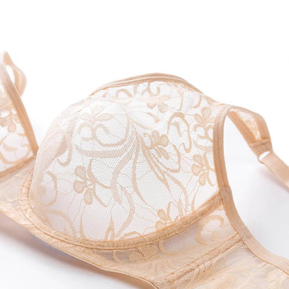 Lace Mesh Underwire Embroidery Bra