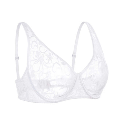 Lace Mesh Underwire Embroidery Bra