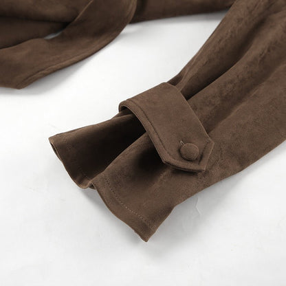 A Casual Double - Breasted Suede Jacket - TayDiane