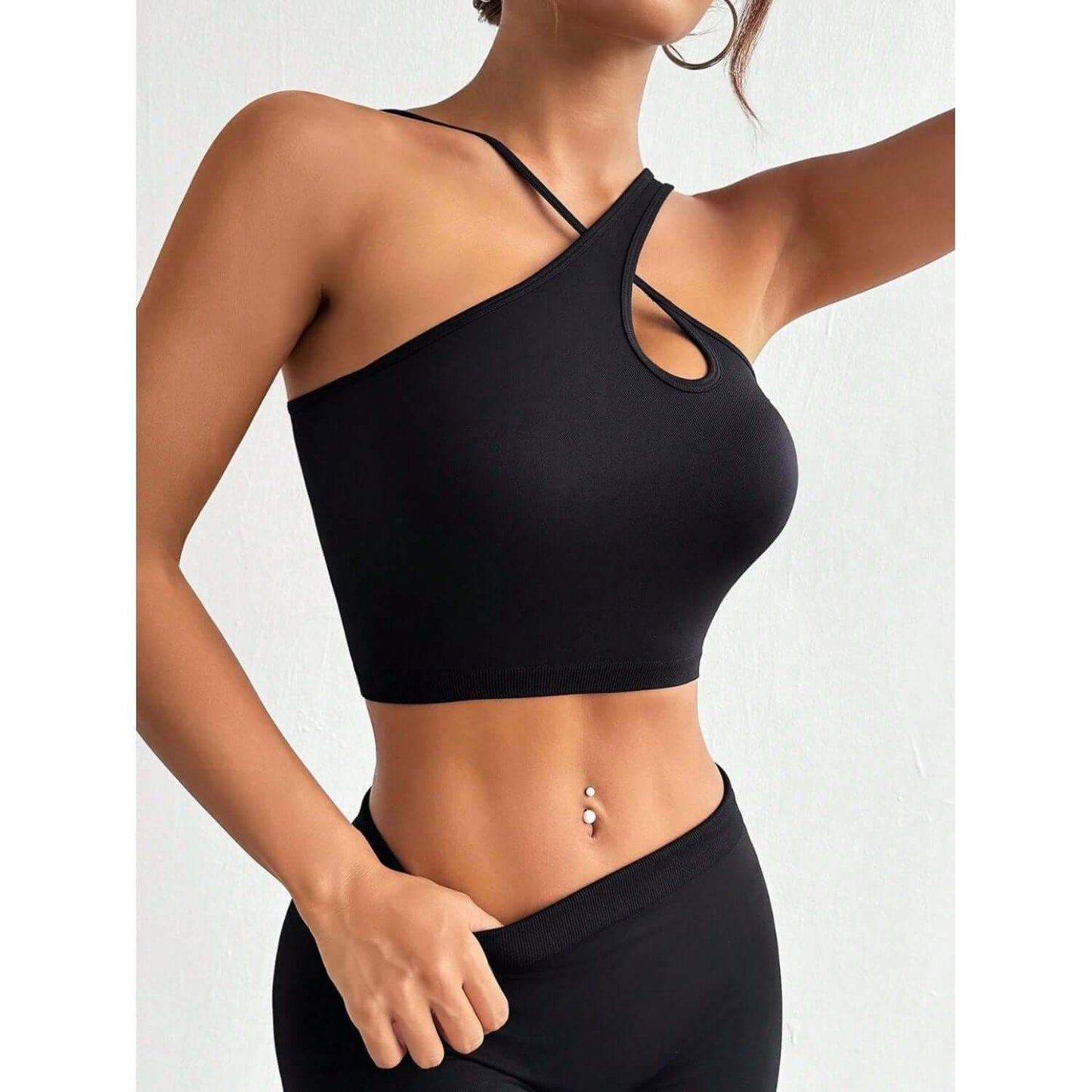 Crisscross Cutout Crop Active Tank