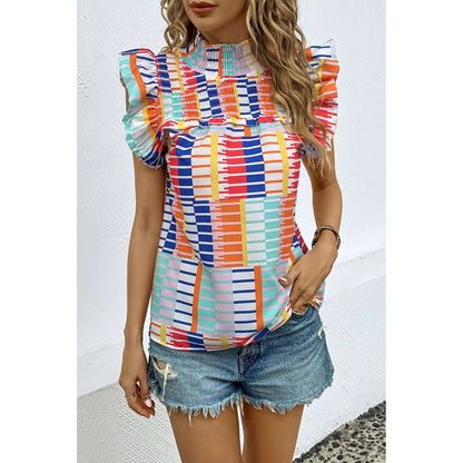 Blusa con mangas cortas y estampado de volantes