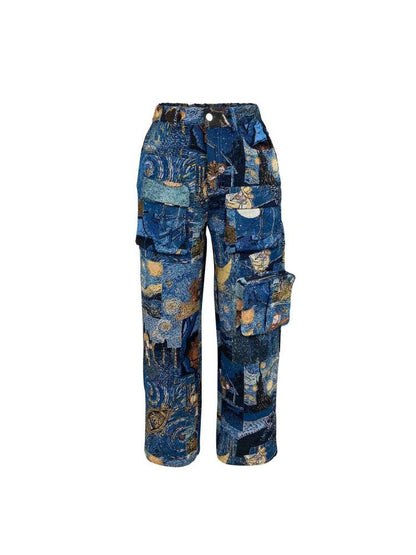Abstract Cargo Multi - Pocket Straight Pants - TayDiane