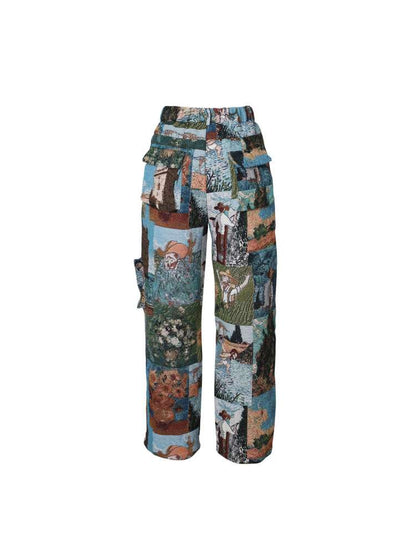 Abstract Cargo Multi - Pocket Straight Pants - TayDiane