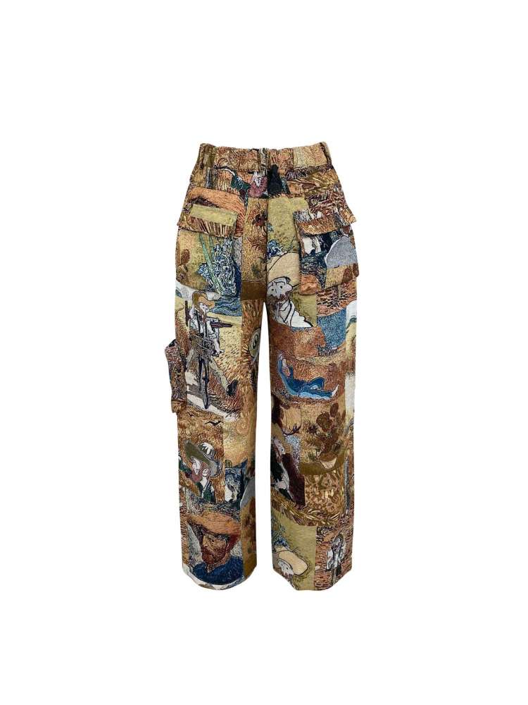 Abstract Cargo Multi - Pocket Straight Pants - TayDiane
