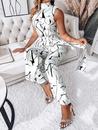 Abstract Print Sleeveless Jumpsuit - TayDiane