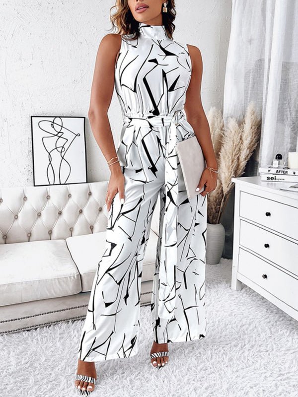 Abstract Print Sleeveless Jumpsuit - TayDiane