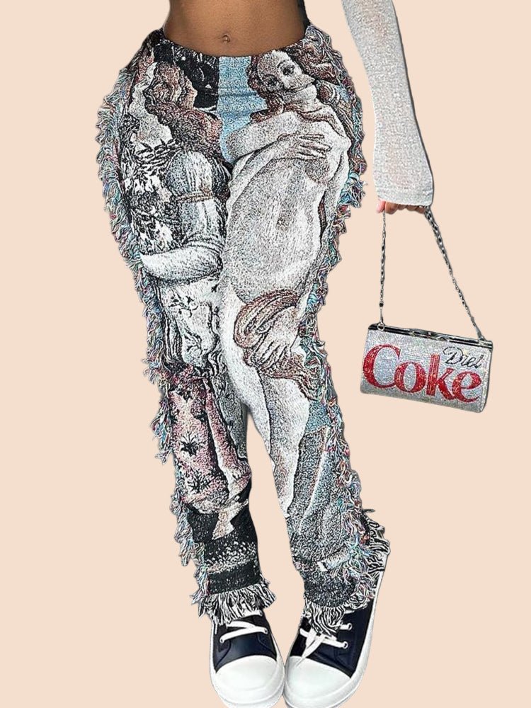 Art Vibe Tassel Print Pants - TayDiane