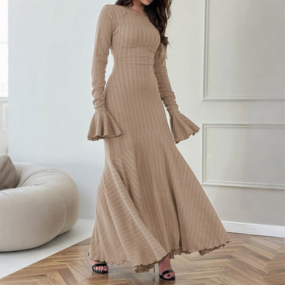 Autumn Elegant Slim - Fit Sweater Dress with Long Bell Sleeves - TayDiane