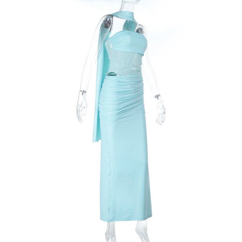 Autumn Retro Minority Shiny Tube Top Slimming Slim Fit Dress - Taydiane