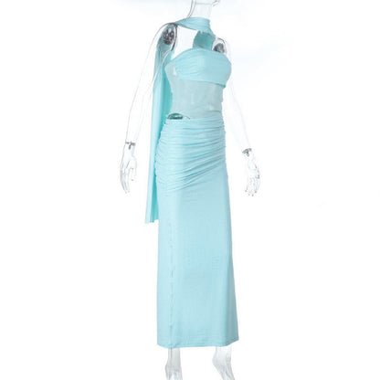 Autumn Retro Minority Shiny Tube Top Slimming Slim Fit Dress - Taydiane