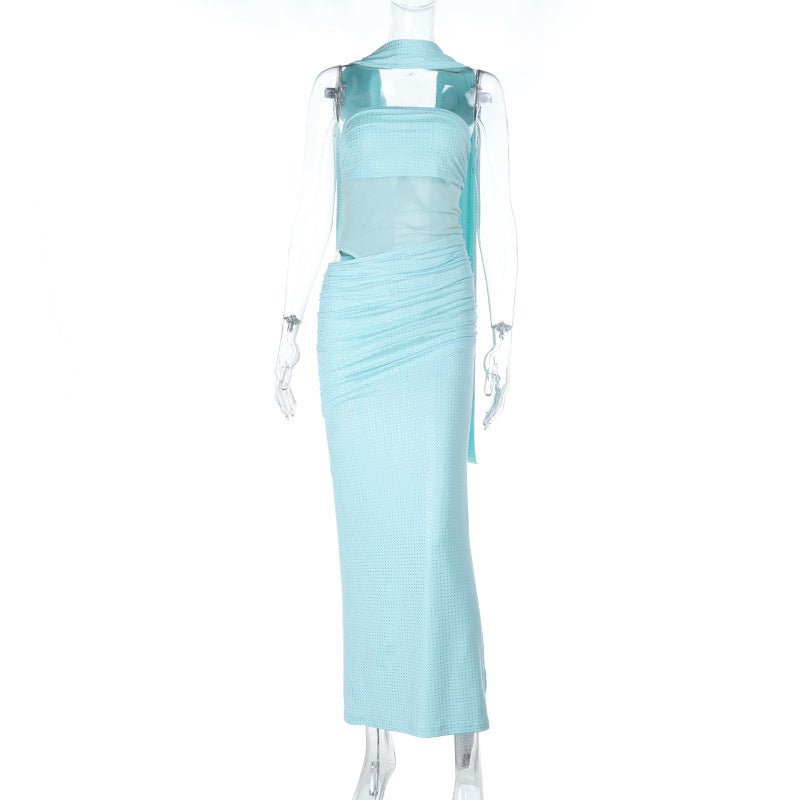 Autumn Retro Minority Shiny Tube Top Slimming Slim Fit Dress - Taydiane