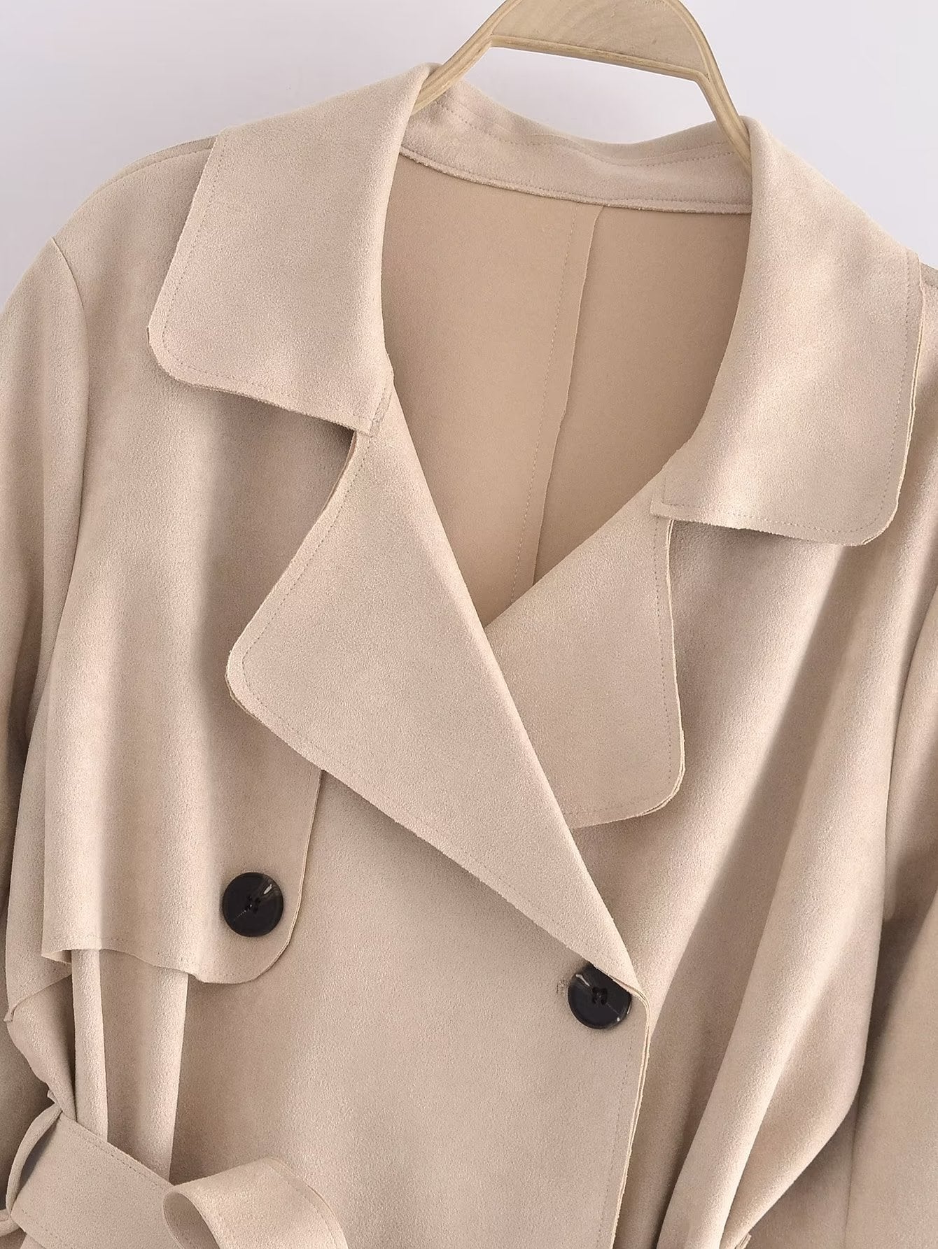Autumn Suede Texture Trench Coat - TayDiane