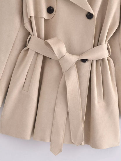 Autumn Suede Texture Trench Coat - TayDiane