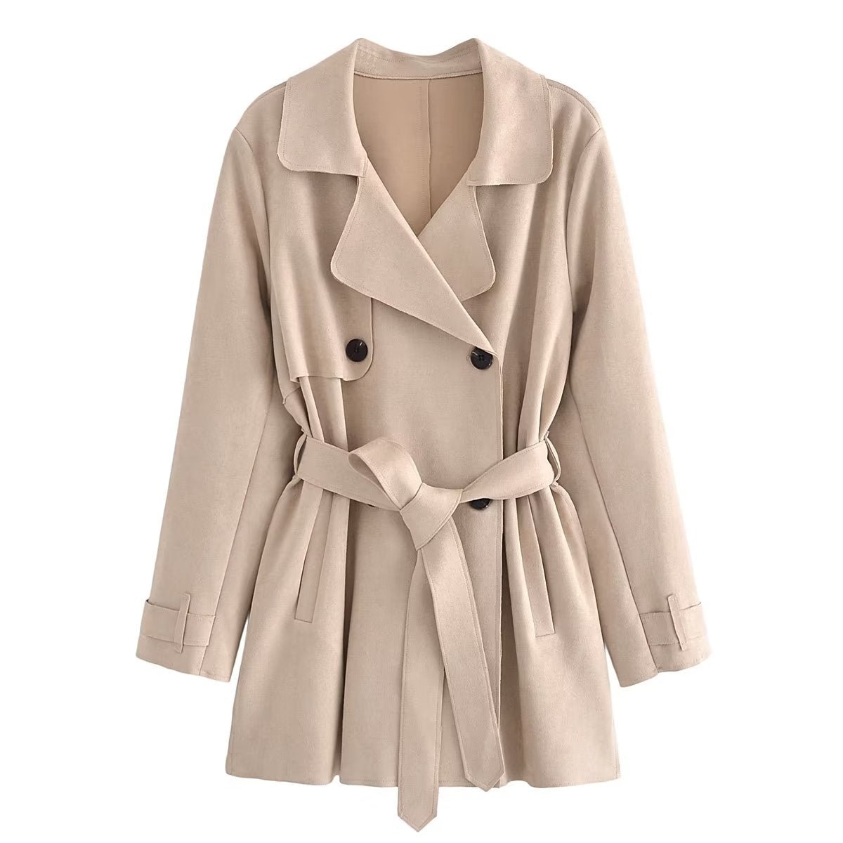 Autumn Suede Texture Trench Coat - TayDiane