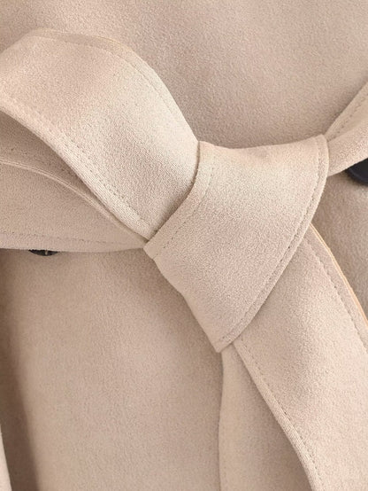 Autumn Suede Texture Trench Coat - TayDiane