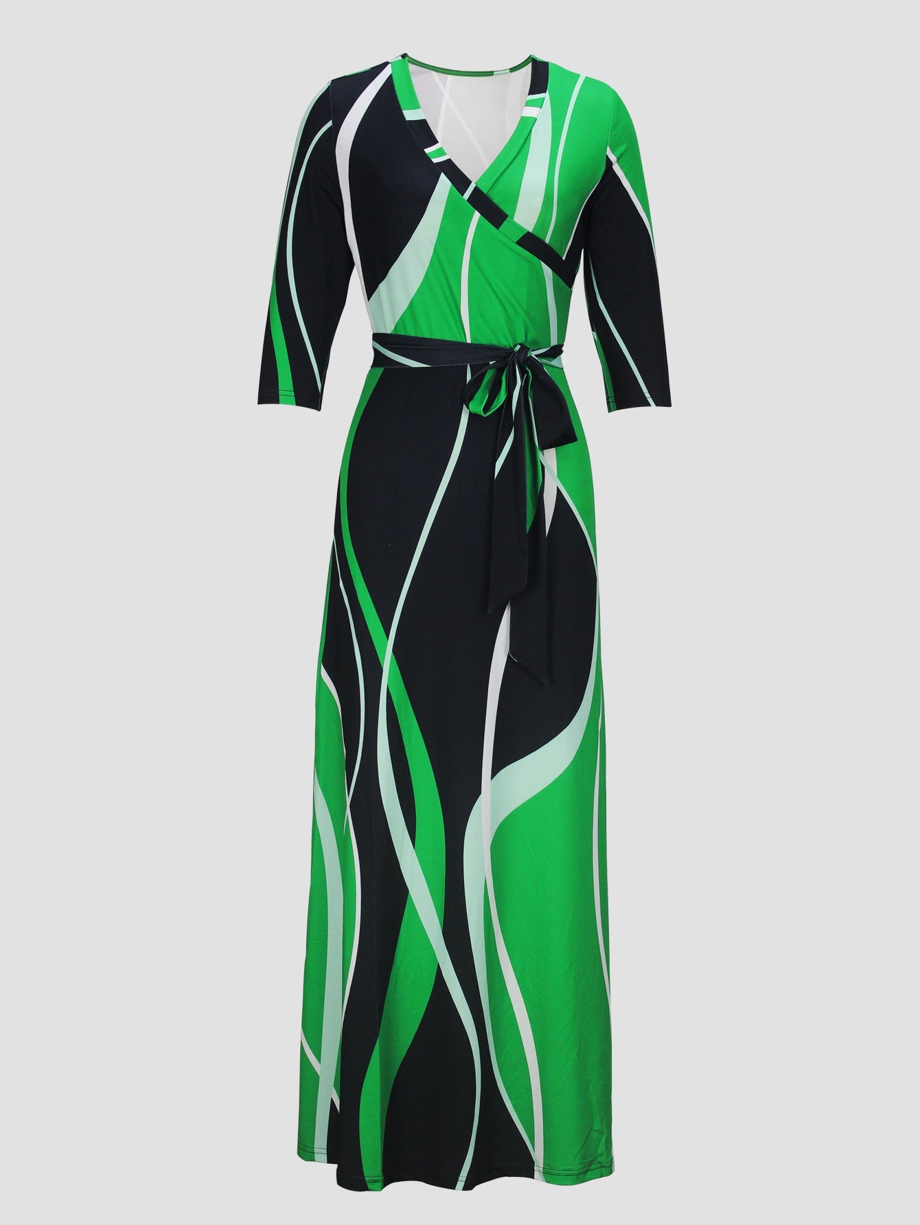 Autumn V - Neck Half - Sleeve Maxi Dress. - TayDiane