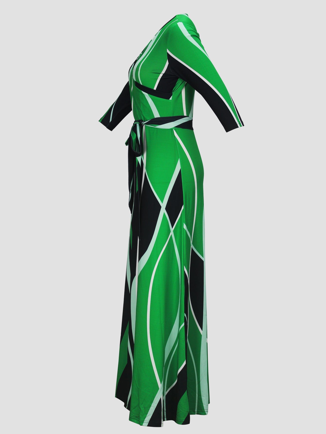 Autumn V - Neck Half - Sleeve Maxi Dress. - TayDiane